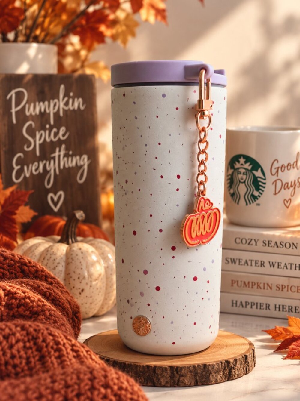 Starbucks PSL Society 2026 Stainless Steel Tumbler Pumpkin Charm Limited Edition
